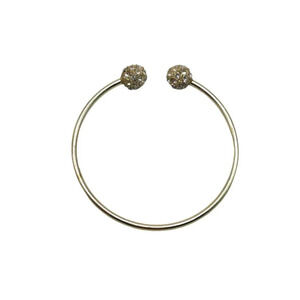 Glam Bling Pave Disco Ball Open Cuff Bracelet Gold Tone Vintage